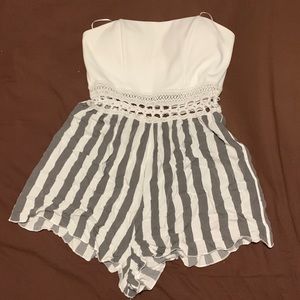 Striped Strapless Romper